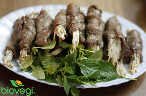 THỊT BÒ CUỘN NẤM KIM CHÂM